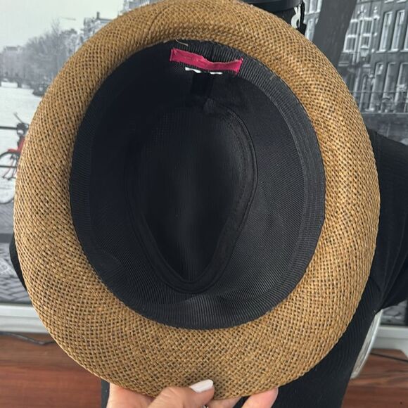 Men’s Unisex Fedora Hat Brown Dark Tan leather accent Short Rim Classic Elegant - Picture 3 of 5